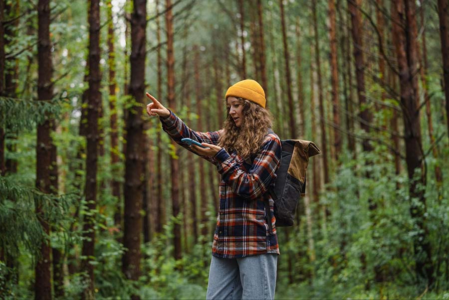 Hiker getting LTE Data with 4g hotspot